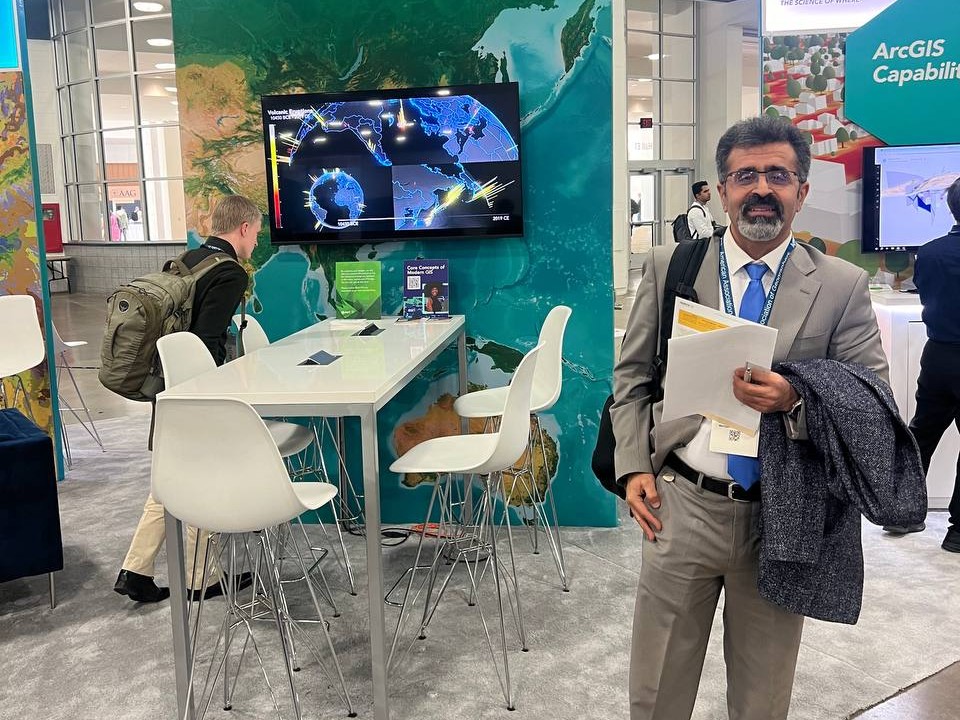 Yousef Khajavigodellou on the exhibit floor at AAG 2025